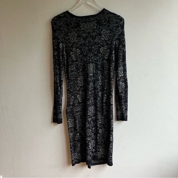 Michael Kors Paisley Sweater Dress Size S Black Metallic Long Sleeve Knit Winter - Picture 2 of 9